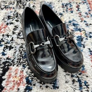 Nine West Womens Black Kpacie Patent Leather Loafer